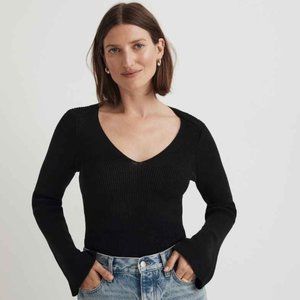 Madewell Flared-Sleeve V-Neck Sweater